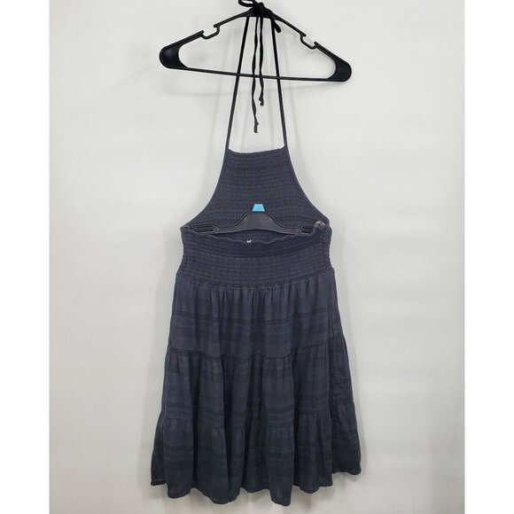 American Eagle Smock Mini Dress Halter Sleeveless Open Back Medium Womens Black - Picture 4 of 11
